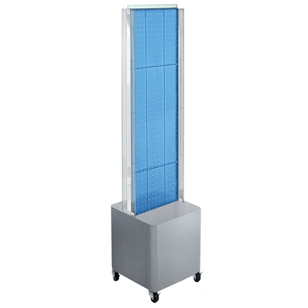 Two-Sided Pegboard Floor Display on Studio Base w/ C-Channels. Panel Size: 13.5''W x 44''H